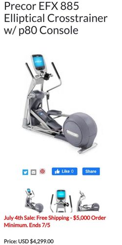 Precor 885 Elliptical With Touch Screen