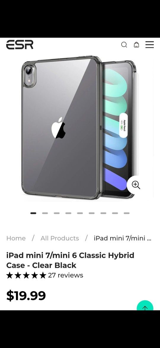 Ipad Mini 7 Hybrid Case Clear Black