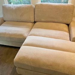 New 90x66 Corduroy Sectional Couch / Free Delivery 