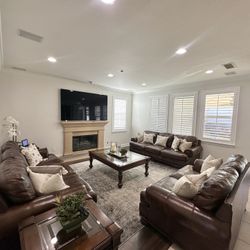 Amazing Offer For Beautiful Leather Sofas And Loveseat Family Room Set 