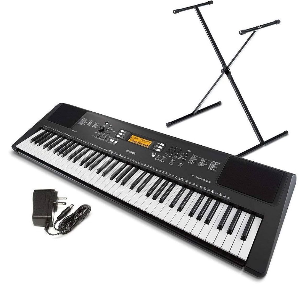 YAMAHA PSR-EW300 SA 76-Key Portable Keyboard Bundle with Stand and Power Supply