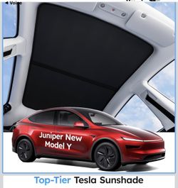 Brand New 2020 - 2025 Tesla Model Y  (Front/Back) Foldable Glass Roof Sunshade [No Gaps, No Sag] Heat Insulation with Nano Ice-Crystal Coatings (Black