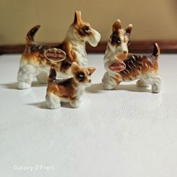 Vintage Miniature Bone China Terrier Family