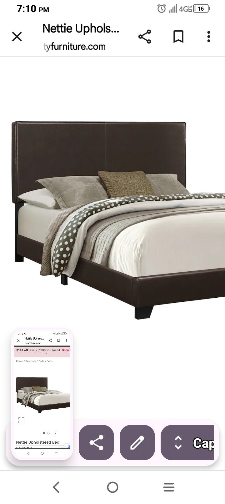 King Size Brown Leather Headboard For Ford And Sides