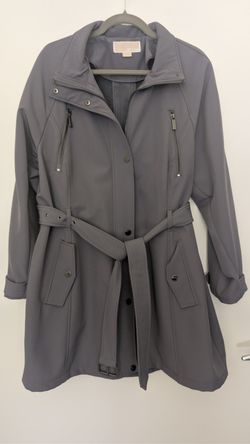 Women's Michael Kors grey belted softshell jacket, size XL