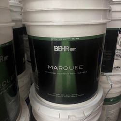 BEHR Marquee 5 gal. Ultra Pure White Semi-Gloss Enamel Exterior Paint & Primer