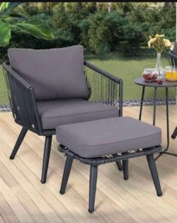 2pcs rope rattan sofa set gray. 33/41Lbs 15/18.6kgs gray .. 1chair 1 table gray C013