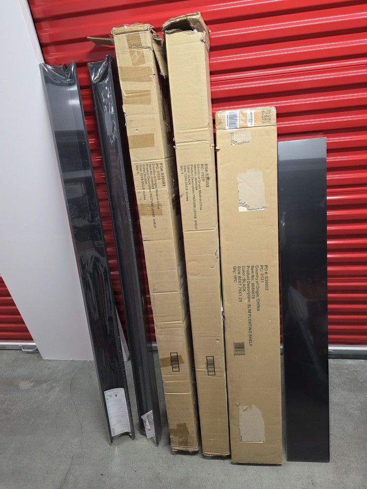 Lot Of (3) Black Slim Floating Shelfs, NEW