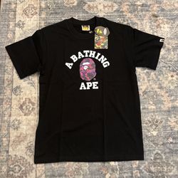 BAPE black/purple cotton streetwear tee