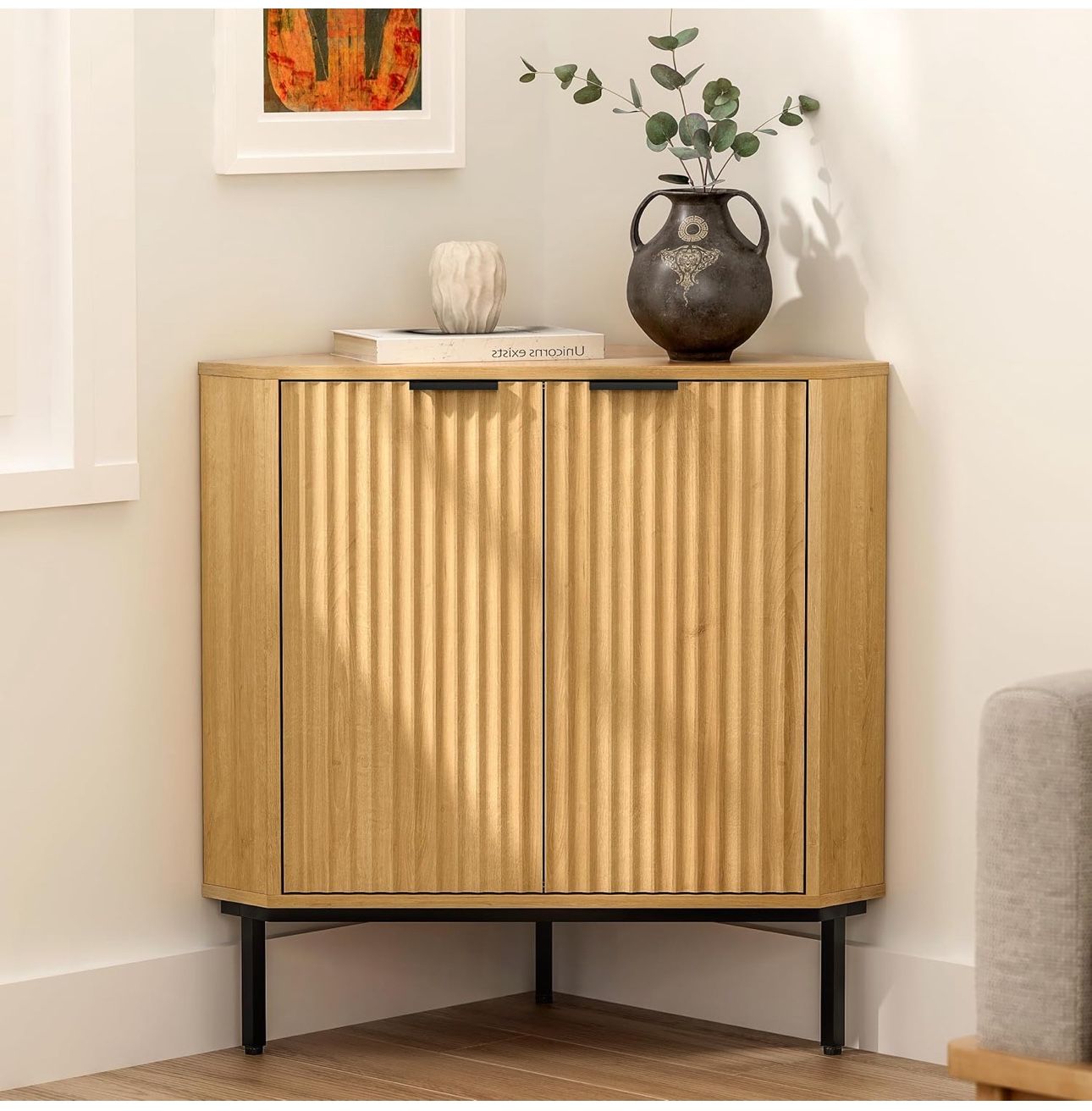 Modern Corner Cabinet - Natural oak