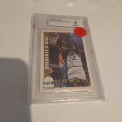 1992 93 Shaquille O Neal Hoops #442 Graded Beckett 8