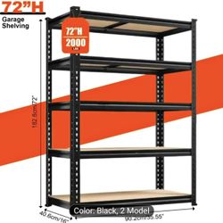 5-Shelf Heavy Duty Adjustable Metal Garage Storage Shelving Unit in Black