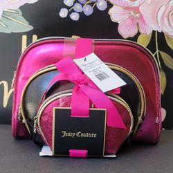 JUICY COUTURE 3 DOME COSMETIC BAG SET 