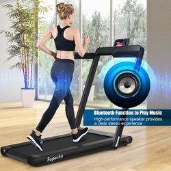 

2-In-1 Folding Treadmill With Bluetooth Speaker Led Display-Black SP37514BK

