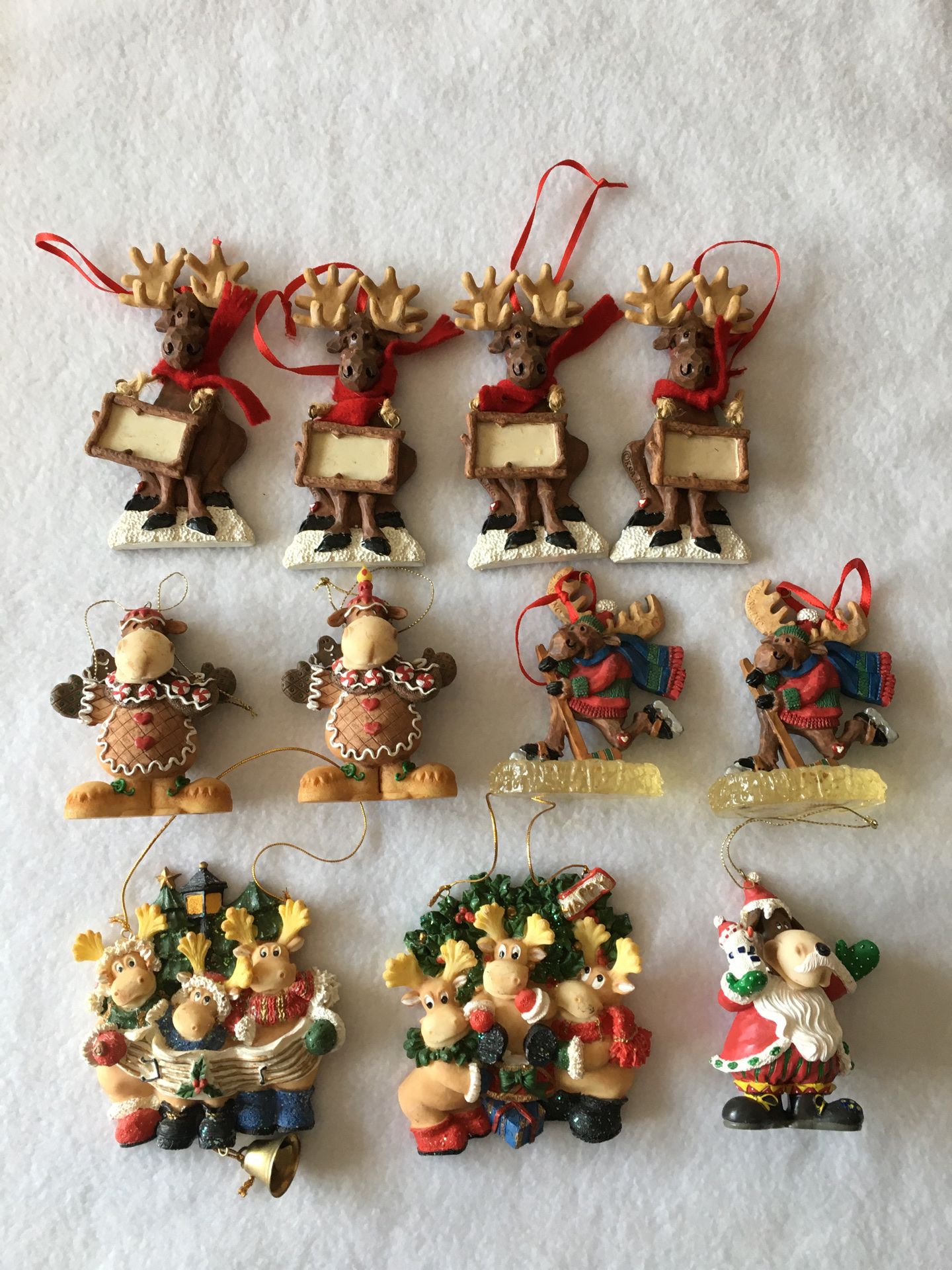 Moose Theme Christmas resin ornaments set of 11