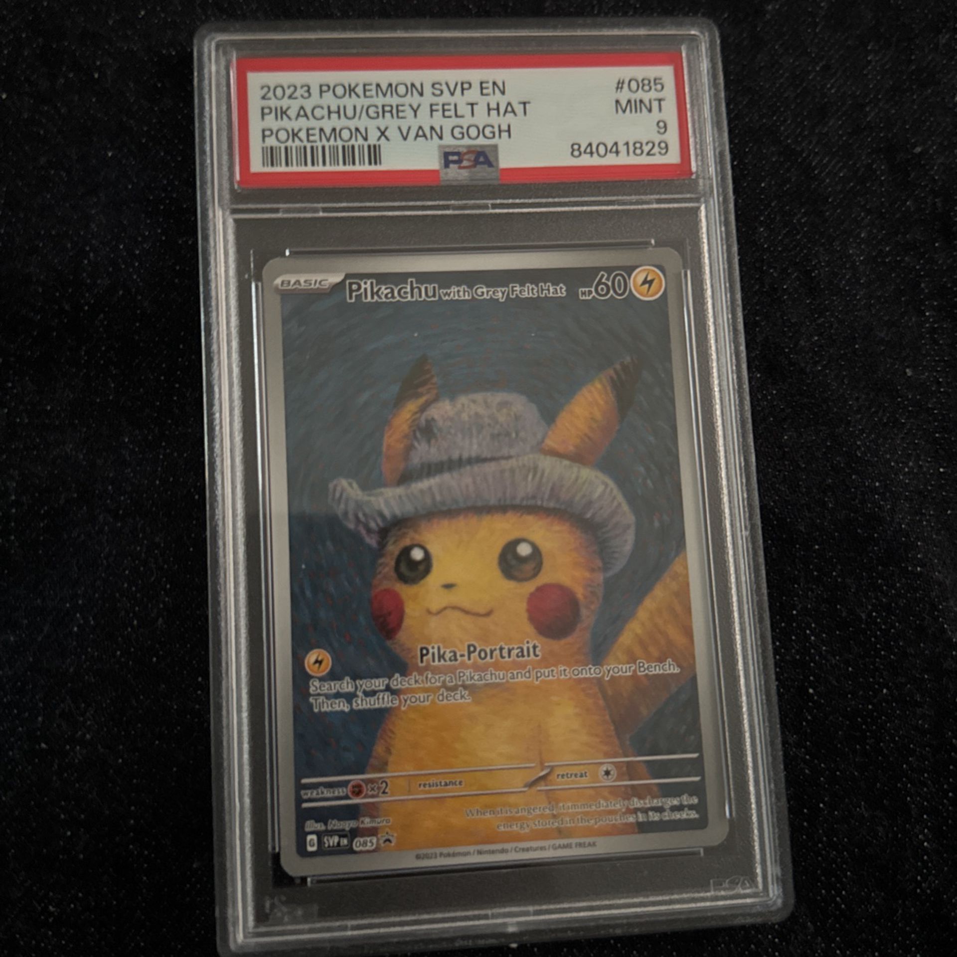 PSA 9 Pikachu Grey Felt Hat Promo Card Pokemon x Van Gogh Museum SVP EN 085