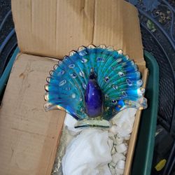 Hand-blown Glass Cobalt Blue Peacock