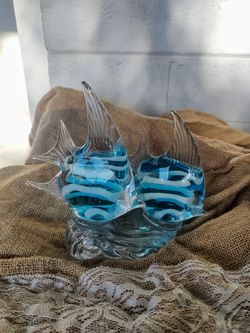 Glass tropical fish sculpture