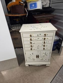 White Floral Painted Chest of Drawers
