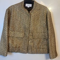 New Beautiful Liz Claiborne Gold Sparkle Jacket 