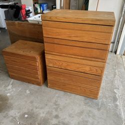 Oak Dresser And Nightstand Set