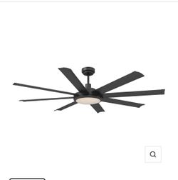 60-Inch Black LED Indoor Ceiling Fan with Remote, 8 Blades, Quiet Reversible DC Motor