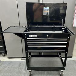 30” 4 Drawer Rolling Cart With Folding Side Tray
