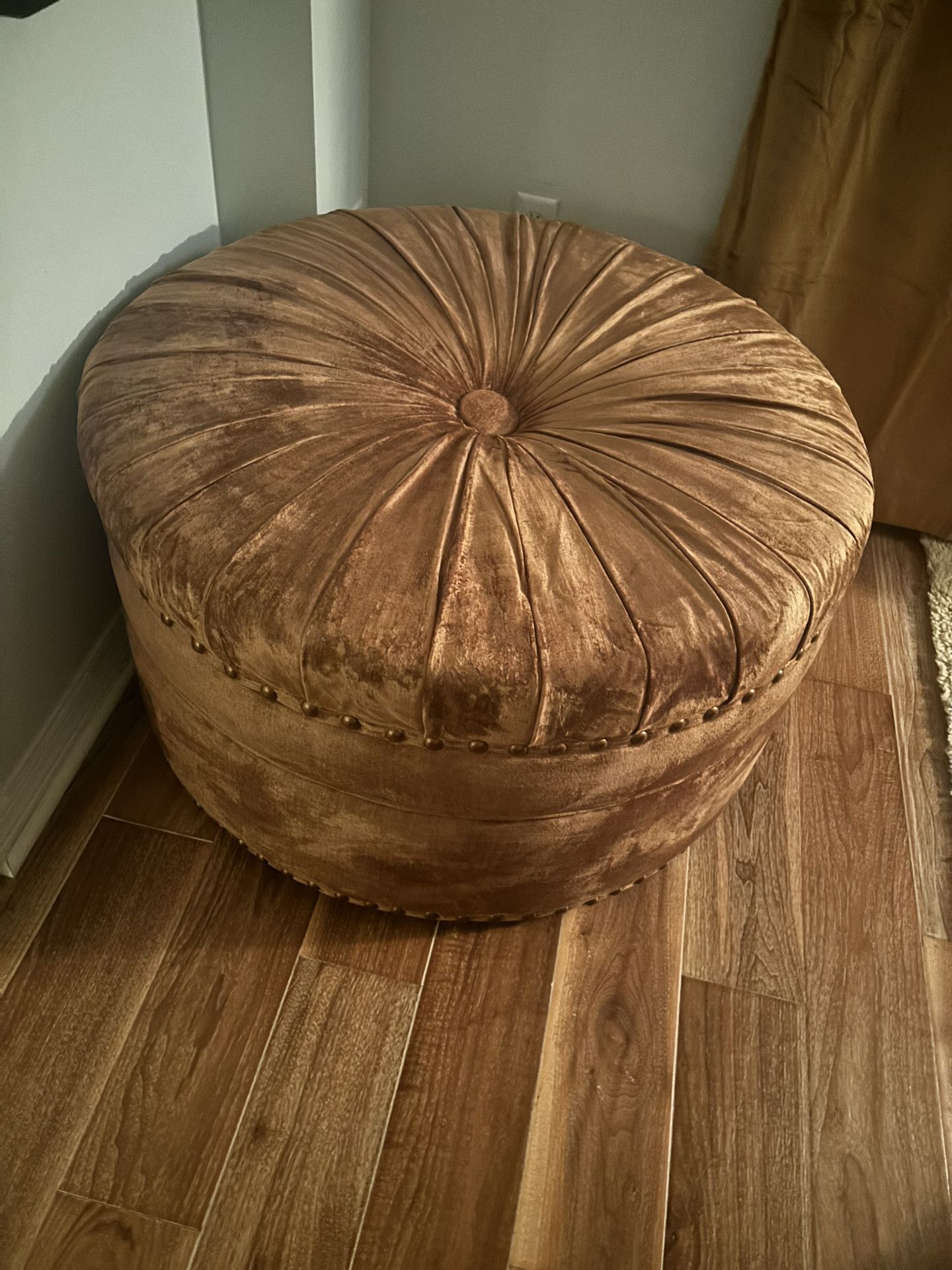 Huge Velvet Golden Brown Ottoman!