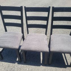 Set of 3 Black Ladder-Back Dining Chairs – Great Condition!