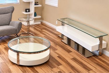 Round Glass Top Coffee Table  and TV console