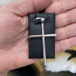 14k WHITE GOLD CROSS CHARM 