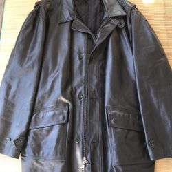 Vintage Ralph Lauren Polo Black Leather Quilled Jacket XL