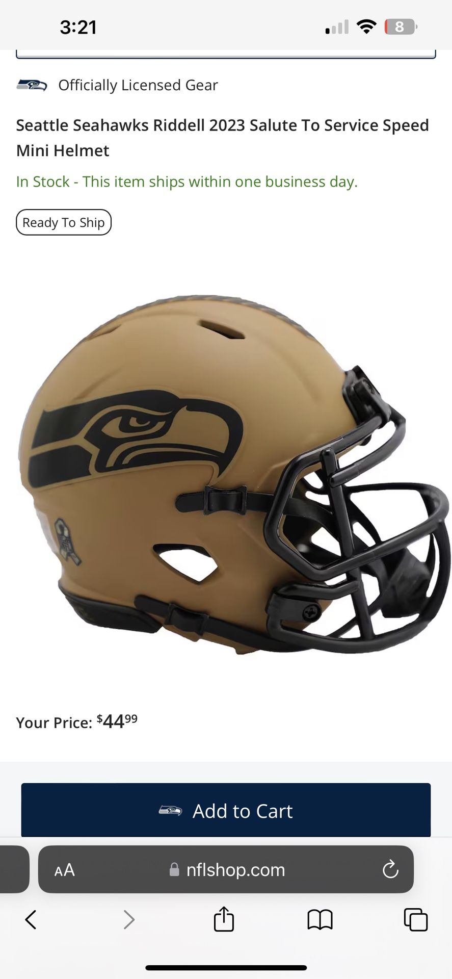 Seattle Seahawks Riddell 2023 Salute To Service Speed Mini Helmet