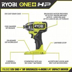 Ryobi Brushless 4-mode impact driver