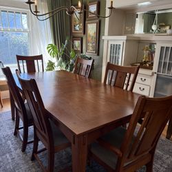 MISSION-STYLE DINING SET — Quarter-Sawn Oak