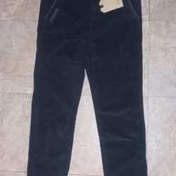 Zara Corduroy Fleece Navy Blue Pants With Suspenders 