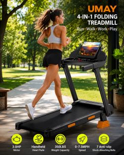 🚨 Warehouse Clearance!  UMAY 4-in-1 Folding Treadmill  🔥 Amazon: $180  🔥 Warehouse Pickup:  ONLY $100  ✔ Foldable  ✔ 12% Incline  ✔ 350 lbs Capacit