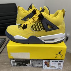 Size 7Y / 8.5W - Nike Air Jordan 4 Retro Lightning Yellow