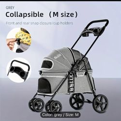 Pet Stroller, Folding Dog Stroller For Small And Medium Dogs, Foldable Dog Carrier, Lightweight Weatherproof Travel Carriage Jogging Stroller