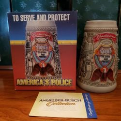 Limited Edition Budweiser Police Stein "To Serve And Protect" 2002 New in Box and COA