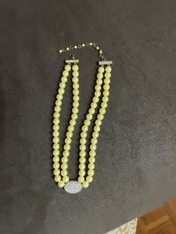  Vintage Avon Marked HS Glass Faux Pearls Double Strand Necklace 