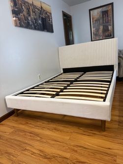IdealHouse Black Queen Size Velvet Upholstered Platform Bed Adjustable Height Headboard No Box Spring Easy Assembly