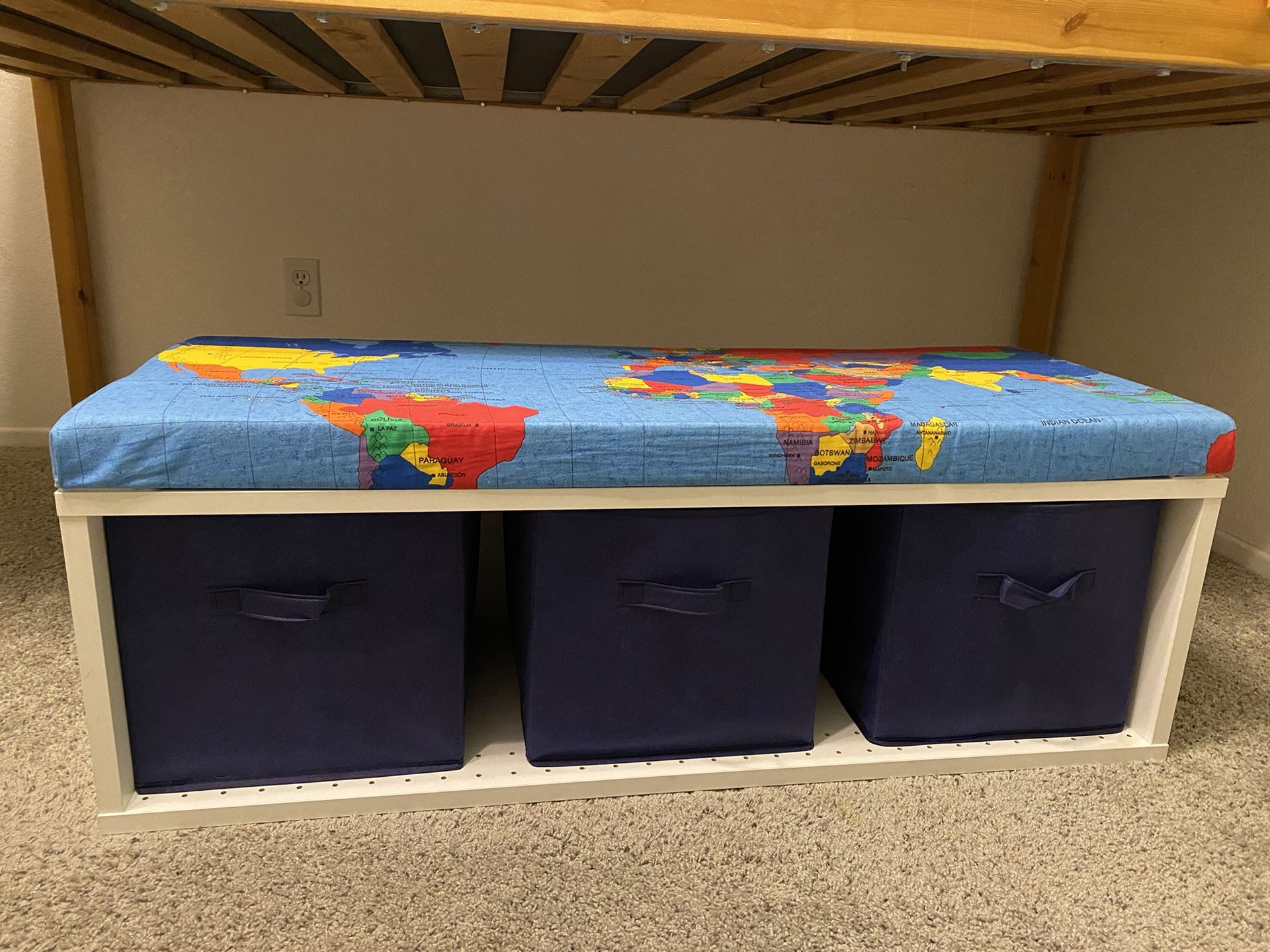 Long IKEA Storage Bench With Handmade Padded Topper 