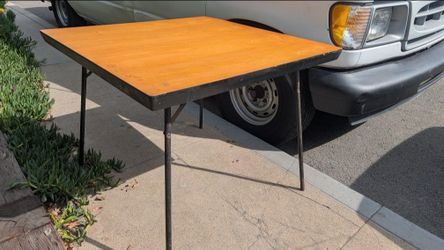 Mid-Century Folding Table Vintage Card Portable Wood Square Game Desk Maple Tabletop Finish MCM