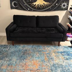 Like New 70" Black Velvet Sofa/Couch