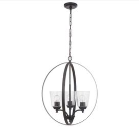 Craftmade 50233-FB Neighborhood Tyler 3 Light 21 inch Flat Black Foyer Light Ceiling Light in Clear Seeded, Neighborhood Collection