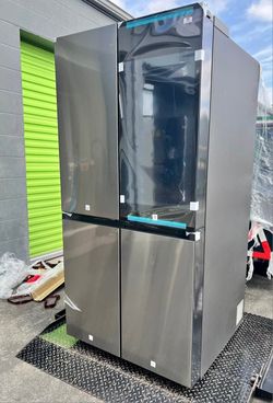 NEW !! SAMSUNG BESPOKE + BEVERAGE CENTER 2025 STAINLESS STEEL 4 DOOR FRENCH DOOR REFRIGERATOR/ AUTOFILL PITCHER 