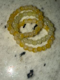 Yellow Jade Round Bead Necklace