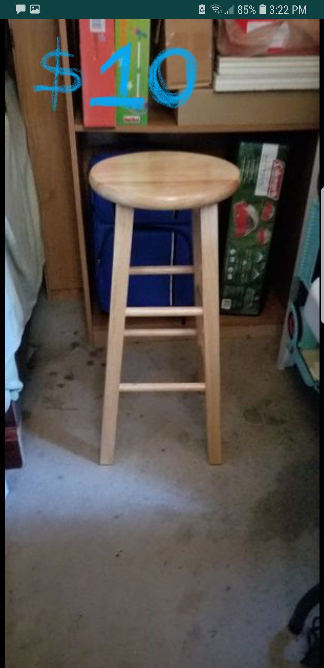 3 wood bar stools tall and good condition