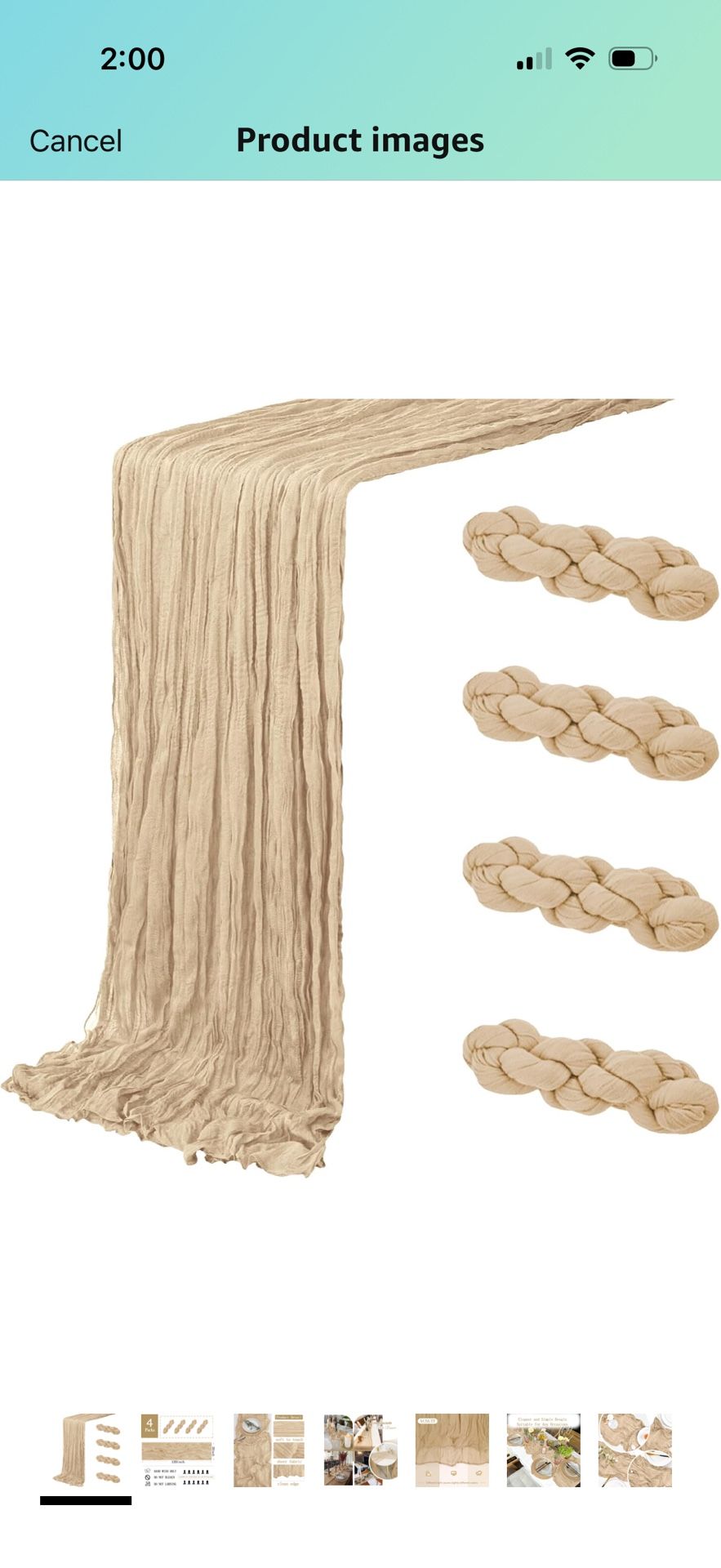 12  Beige Cheesecloth Table Runner 20 x 120 inch Gauze Table Runners 10 FT Long,Semi Sheer Boho Cheese Cloth Fabric Table Runner Bulk for Party,Wed